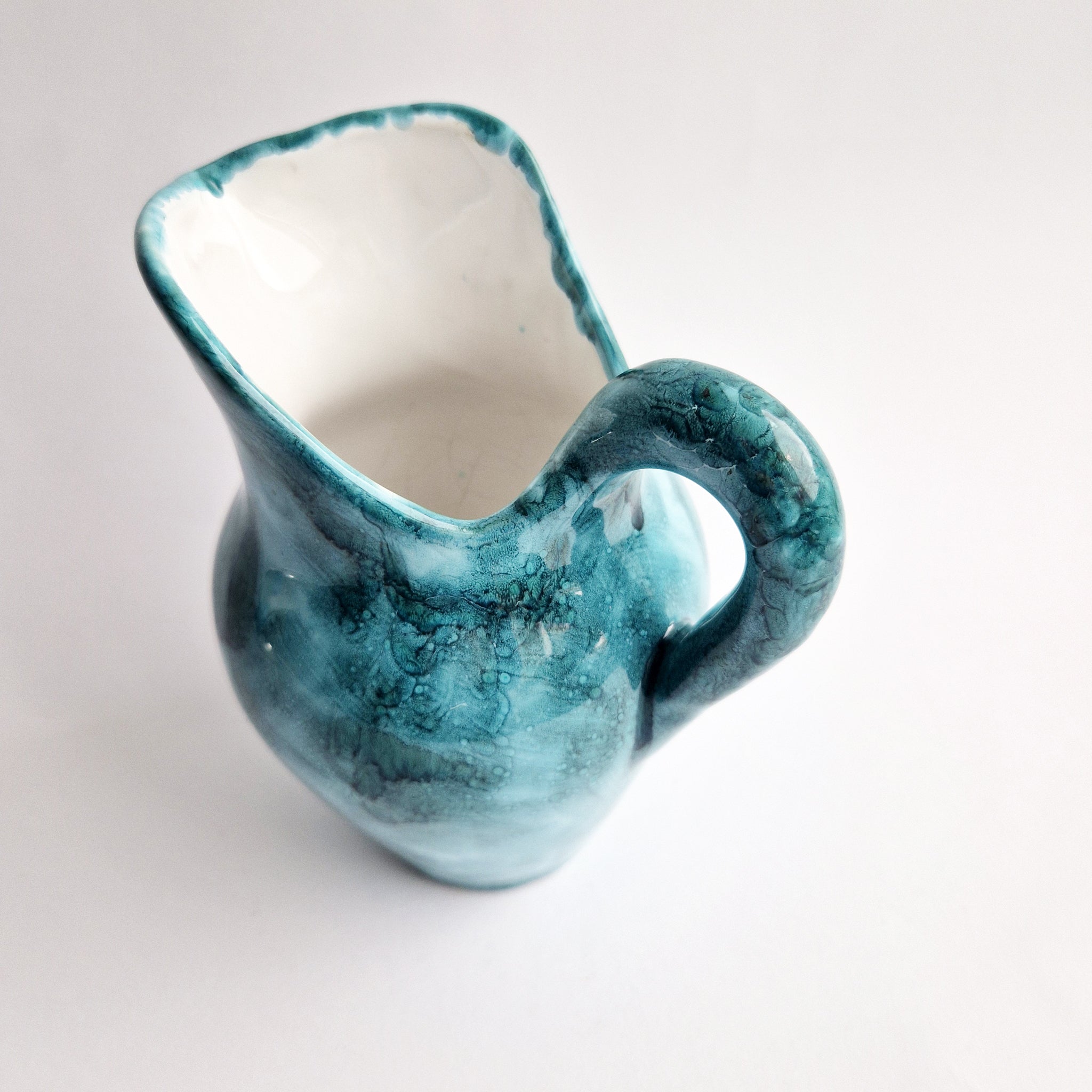 Vintage Italian ceramic jug with flowers