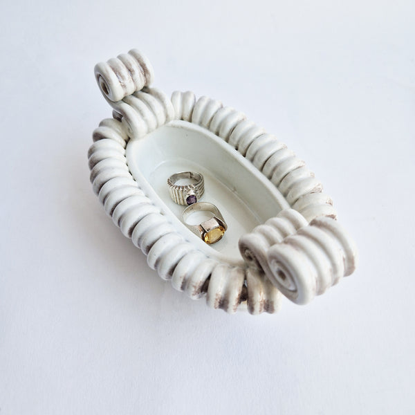 Vintage Italian trinket dish with scrolls