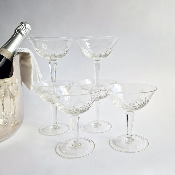 Vintage Italian champagne coupes set (2 sets of 6 available)