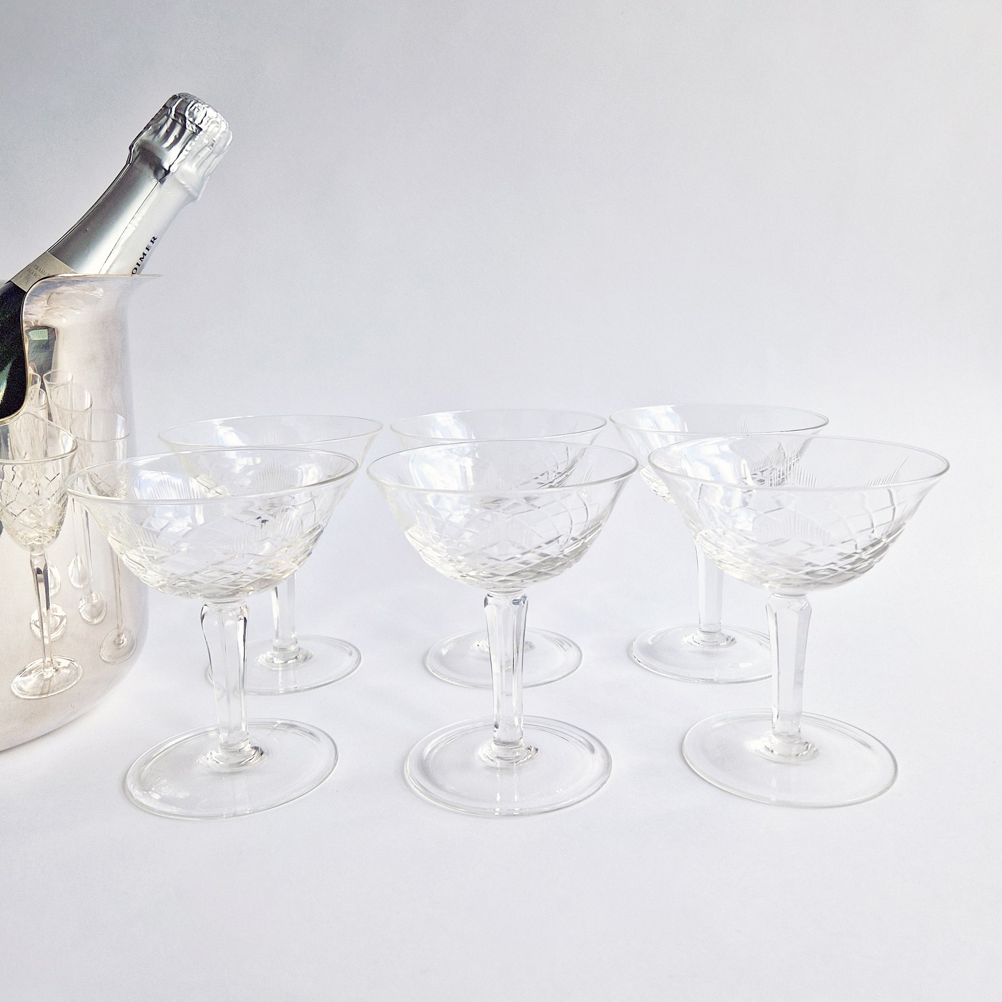 Vintage Italian champagne coupes set (2 sets of 6 available)