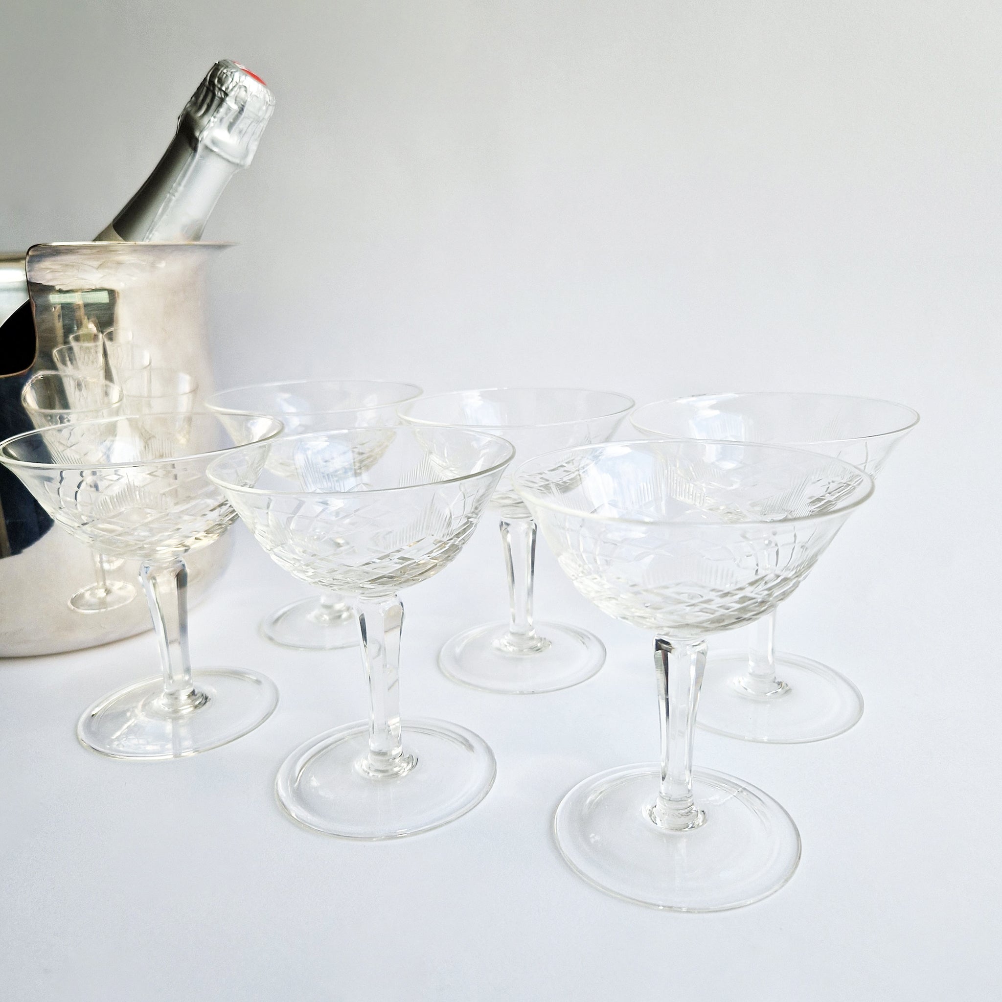 Vintage Italian champagne coupes set (2 sets of 6 available)