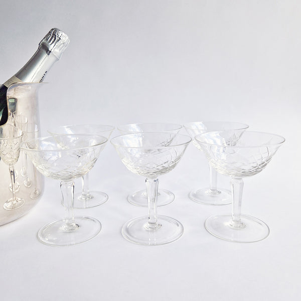 Vintage Italian champagne coupes set (2 sets of 6 available)