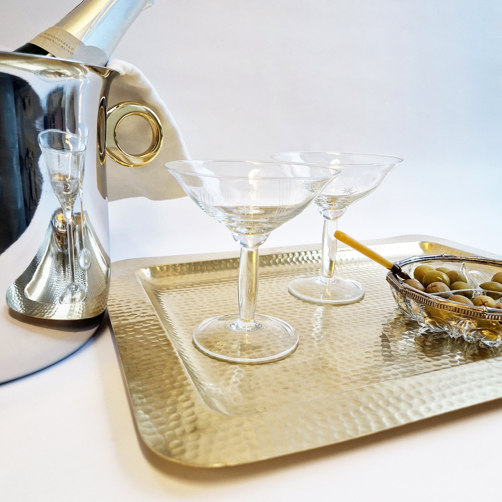 Vintage Italian hammered brass tray