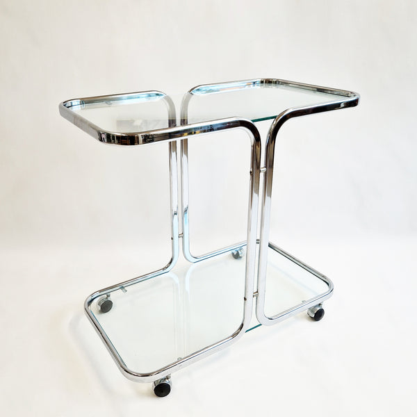 Vintage Italian chrome and glass trolley