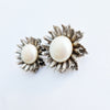 Vintage Italian pearl flower clip earrings
