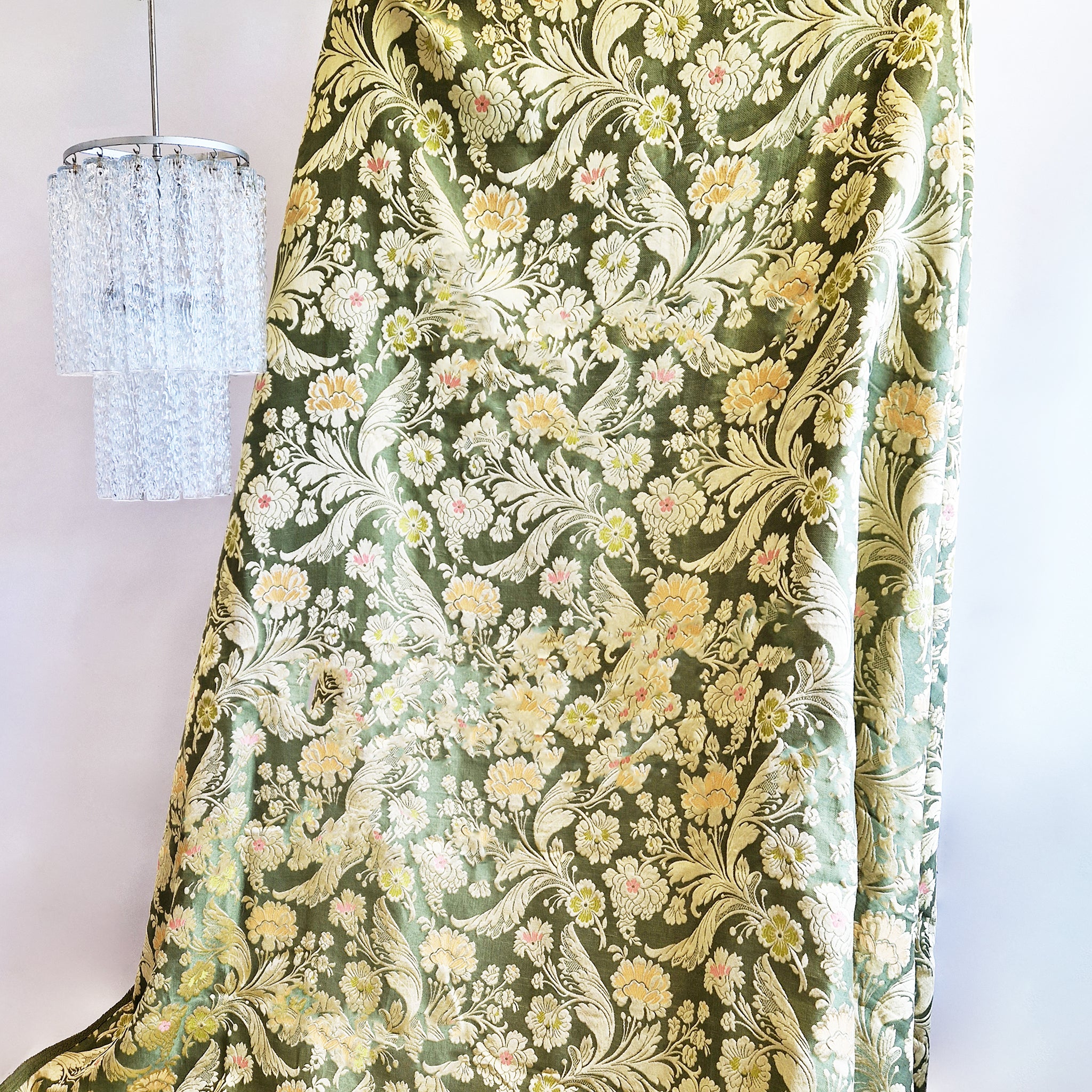 Large vintage Italian damask bedspread