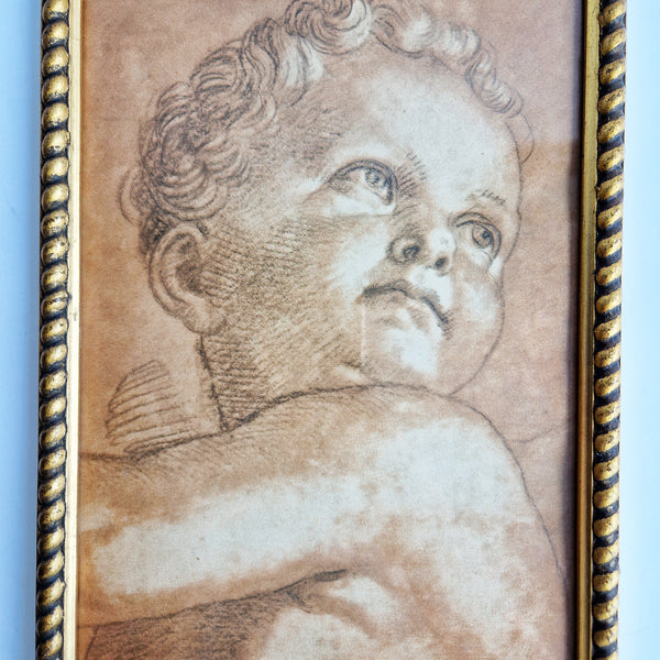 Vintage print of child with gilded frame