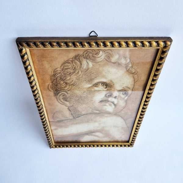 Vintage print of child with gilded frame