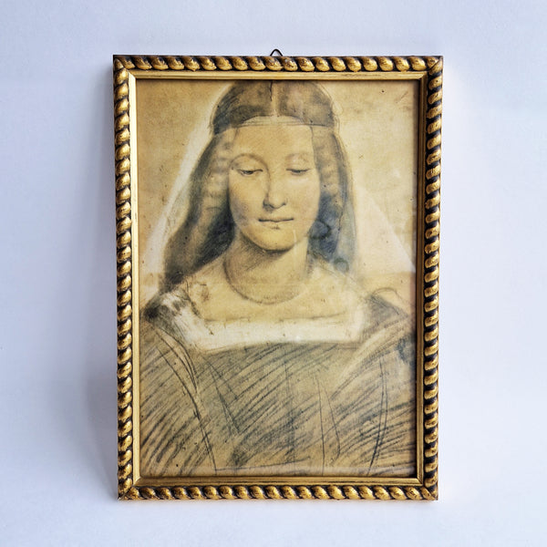 Vintage print of lady with gilded frame