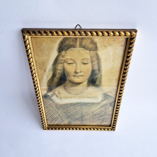 Vintage print of lady with gilded frame