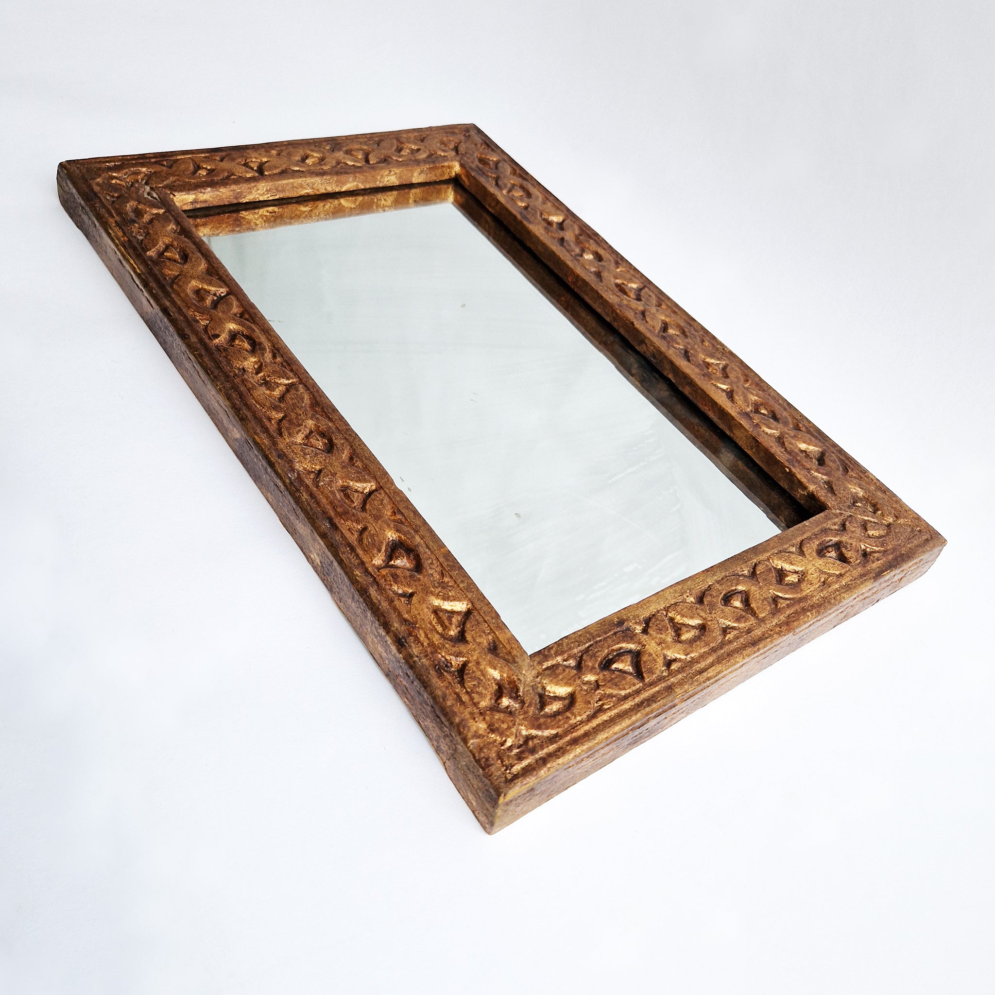 Vintage gilded wooden-framed mirror