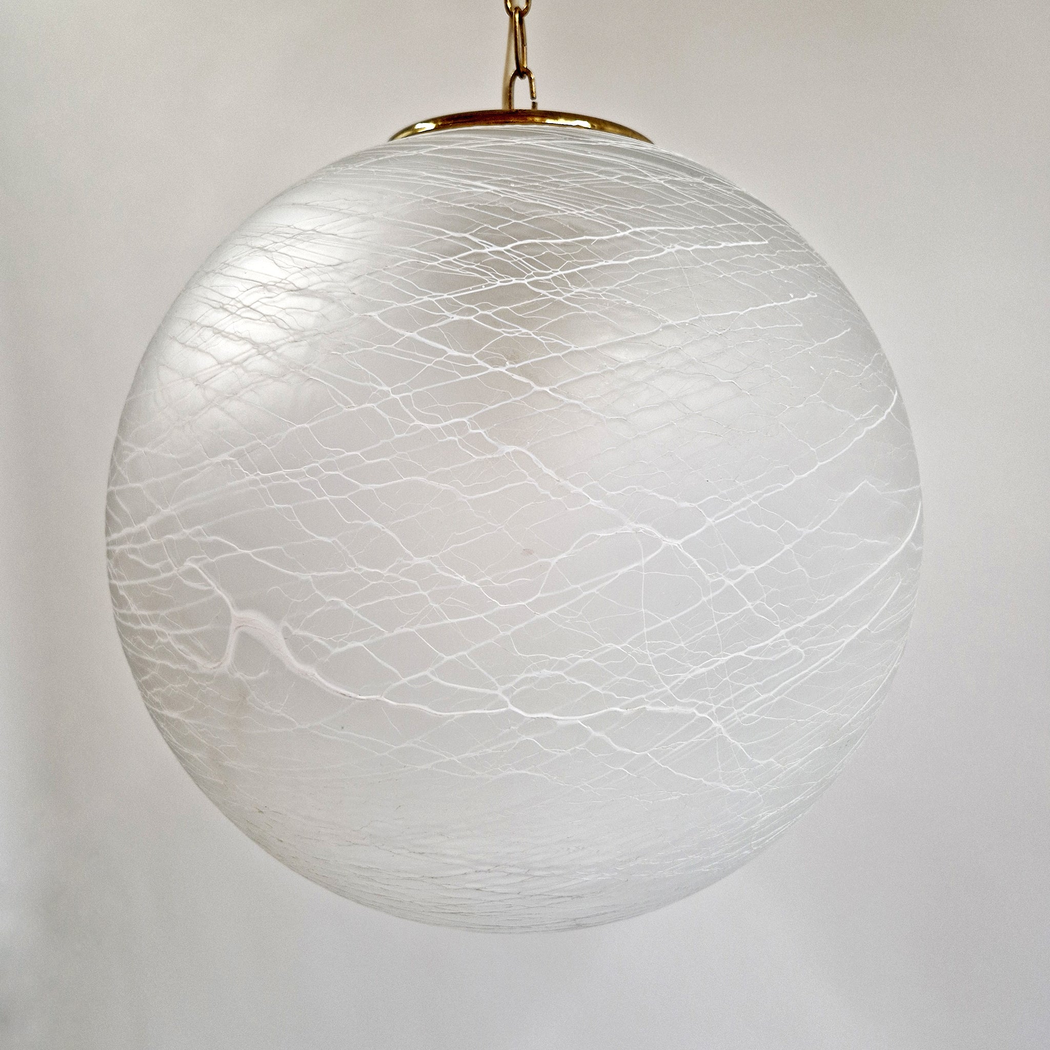 Vintage Italian swirl glass globe hanging light