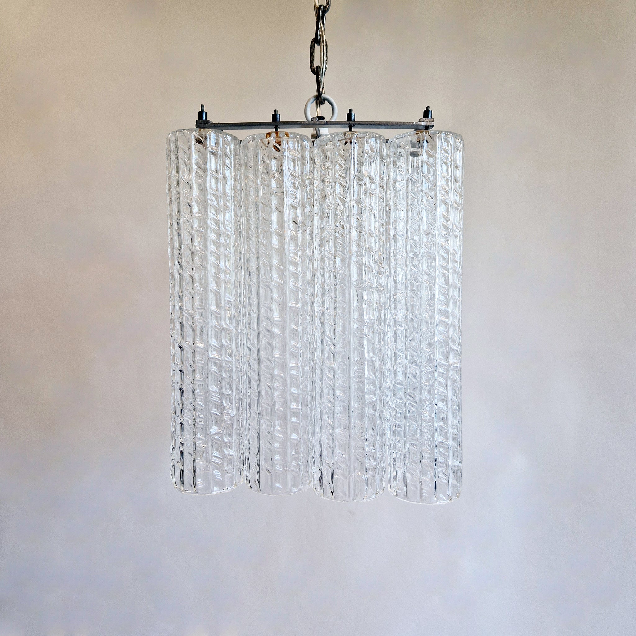 Vintage Italian glass chandelier in Venini style