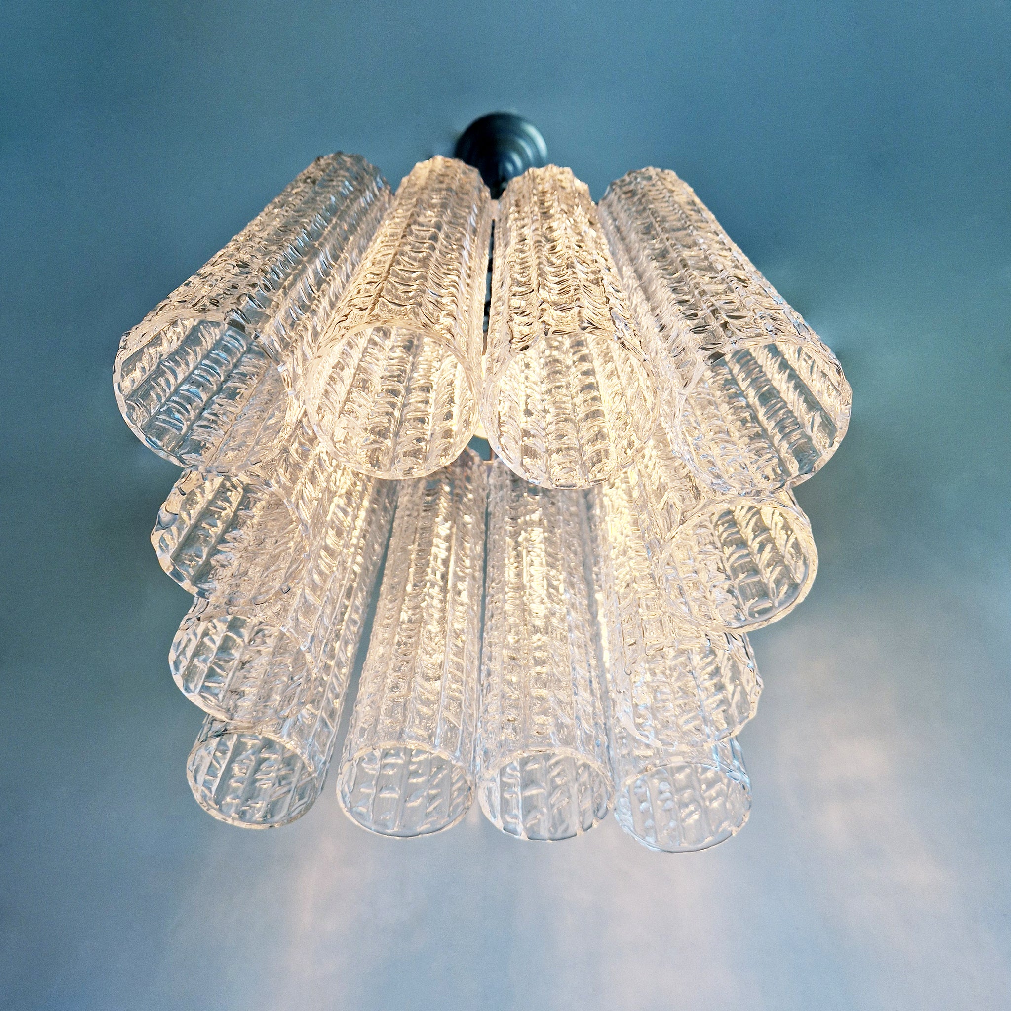 Vintage Italian glass chandelier in Venini style