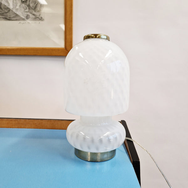 Vintage Italian glass mushroom table lamp