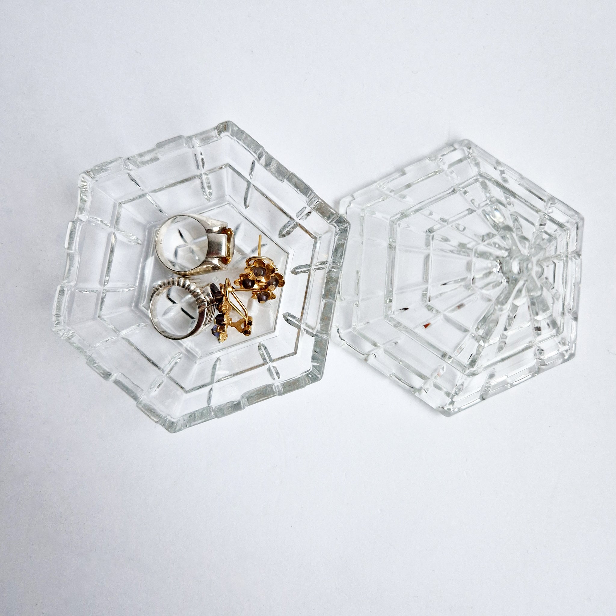 Vintage glass pyramid trinket box