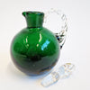 Hand-blown vintage green glass cruet bottle