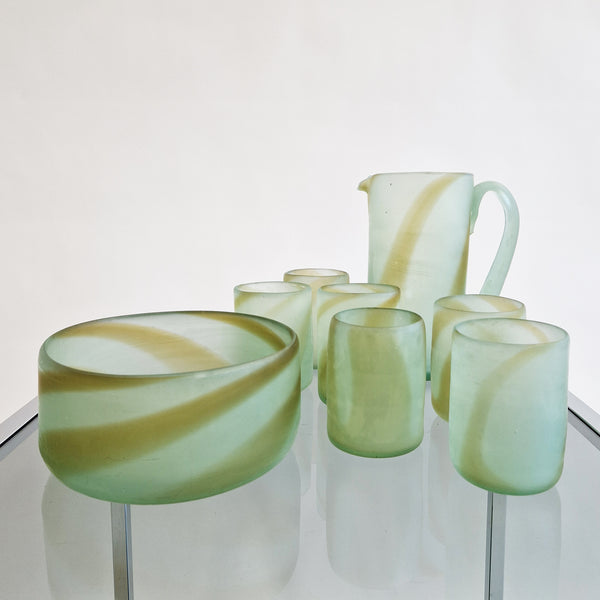 Vintage Italian green satin glass bowl