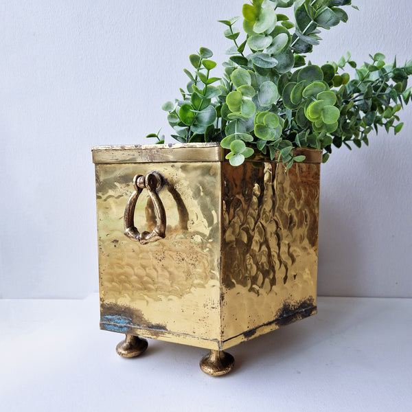 Vintage Italian hexagonal brass planter