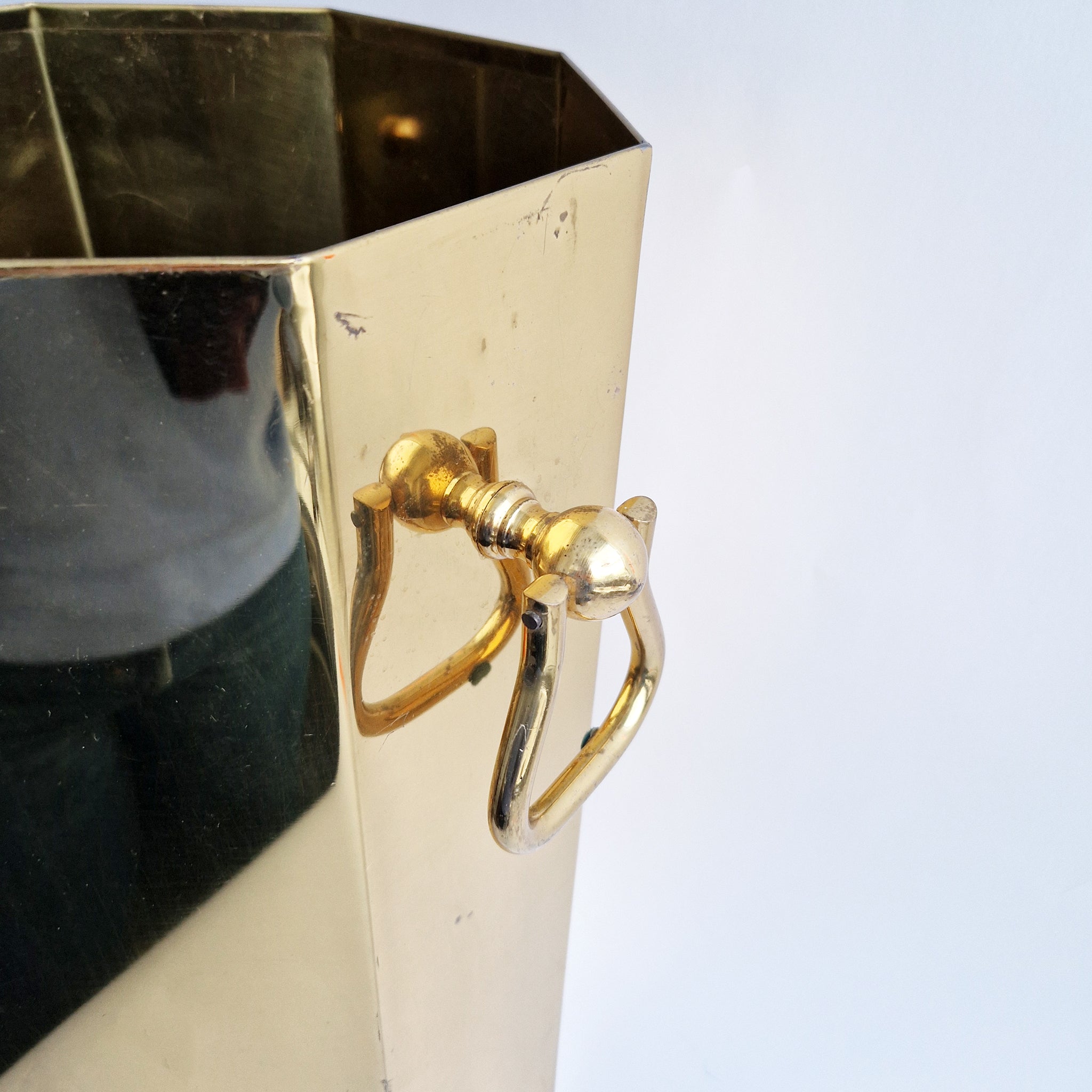 Vintage octagonal brass umbrella stand