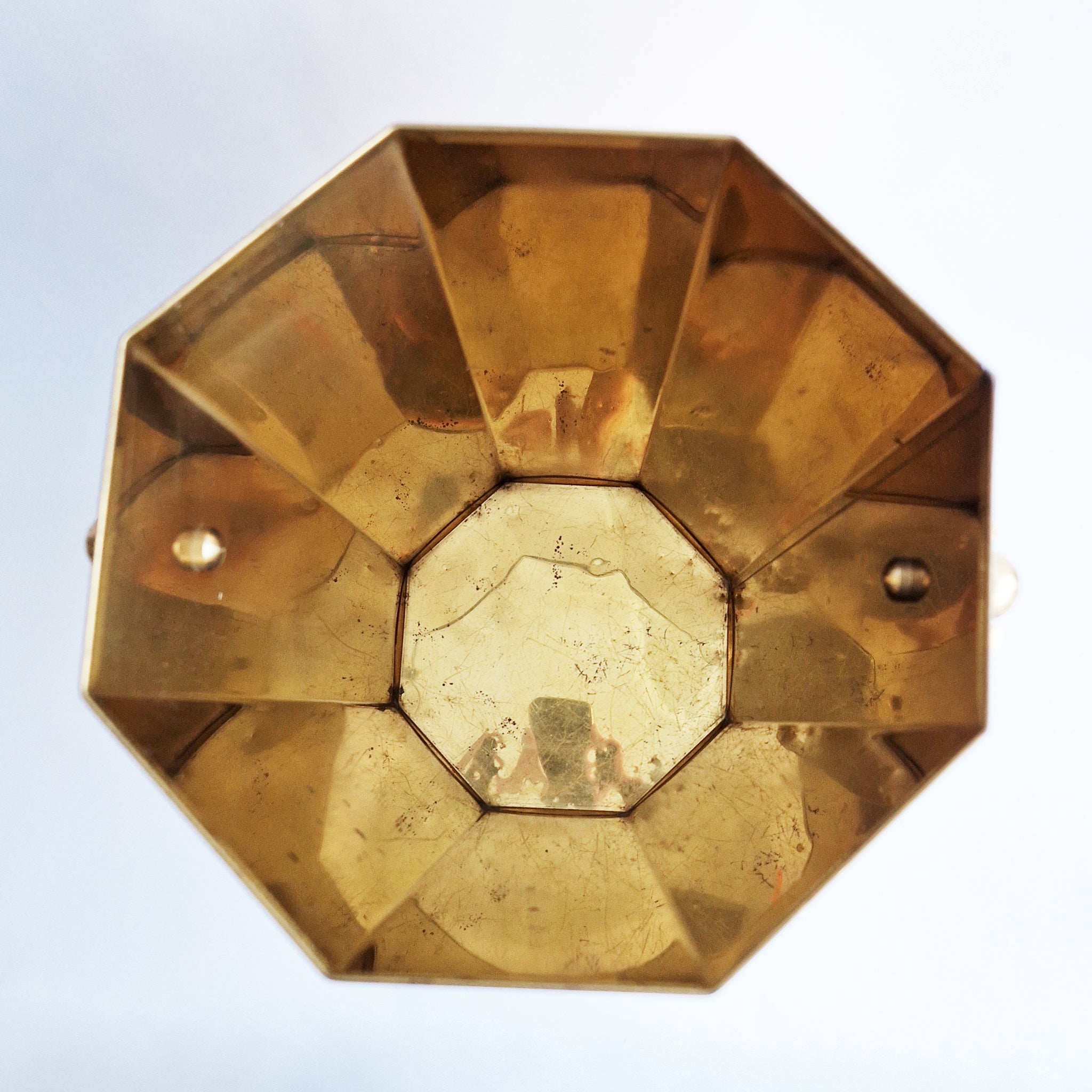 Vintage octagonal brass umbrella stand