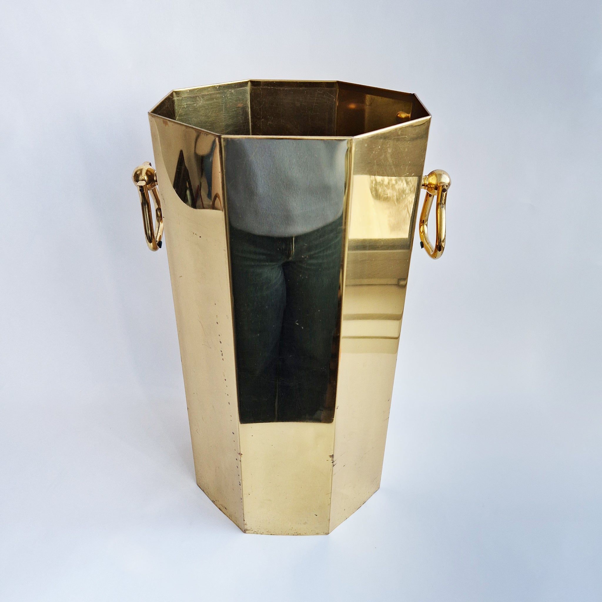 Vintage octagonal brass umbrella stand