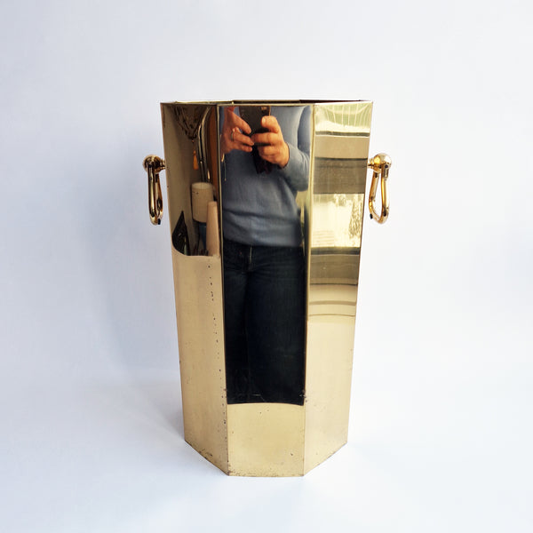 Vintage octagonal brass umbrella stand