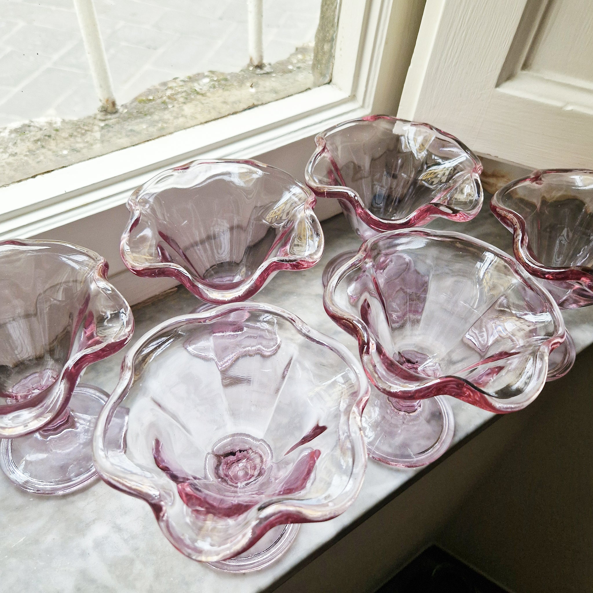 Vintage Italian glass gelato cups (set of 6)
