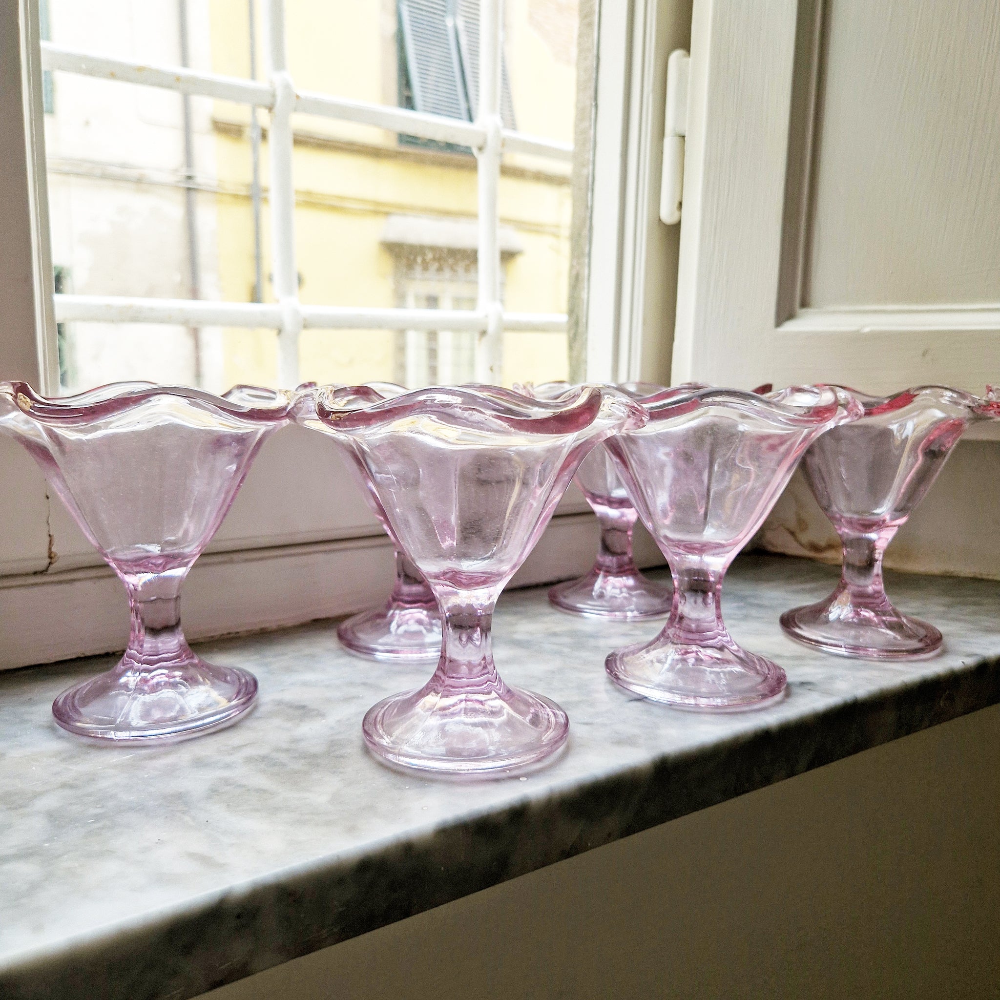 Vintage Italian glass gelato cups (set of 6)