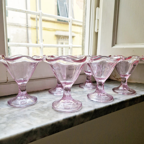 Vintage Italian glass gelato cups (set of 6)