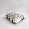 1970s cocktail glasses set in tray by Morinox