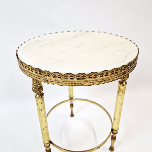 Mid-century Italian marble and brass low side table