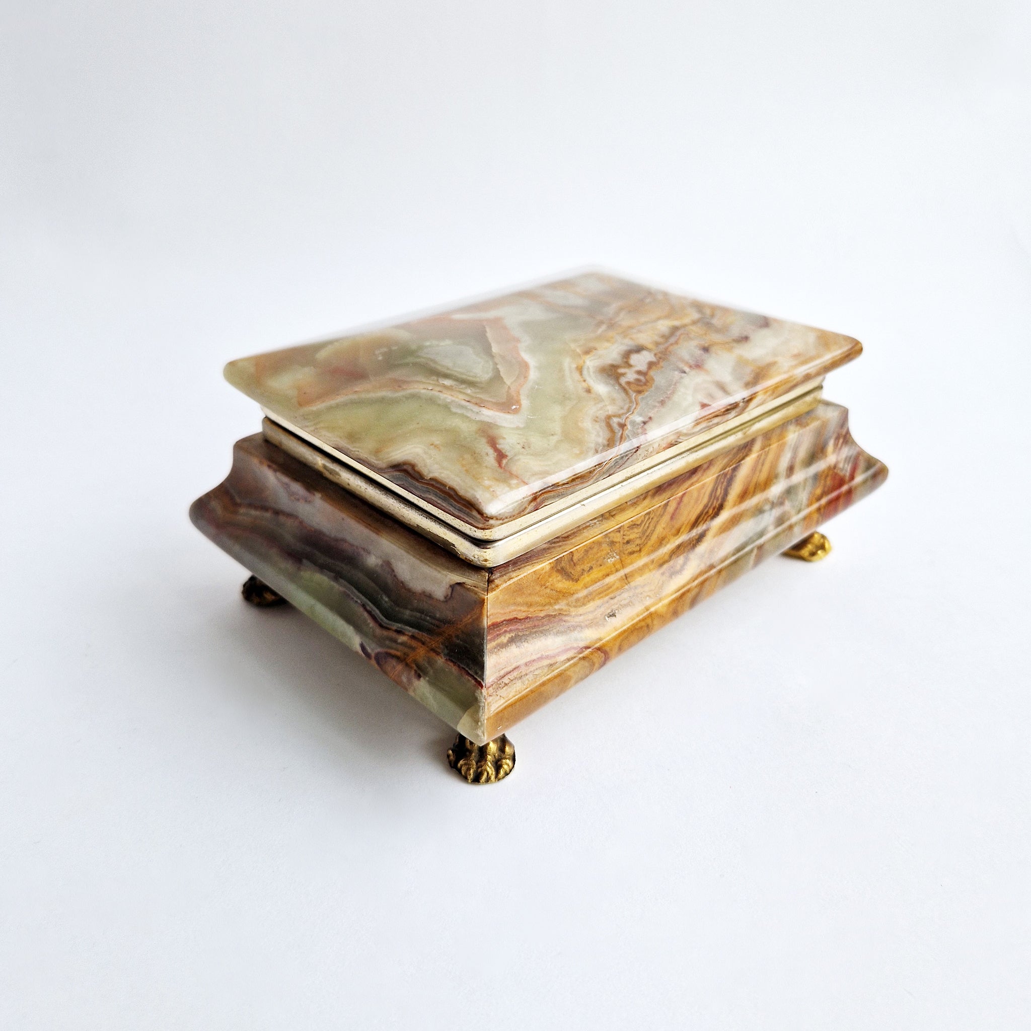 Mid-century large Italian onyx jewelry box