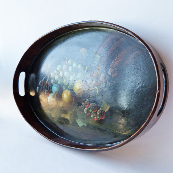 Vintage Italian oval tray with still life