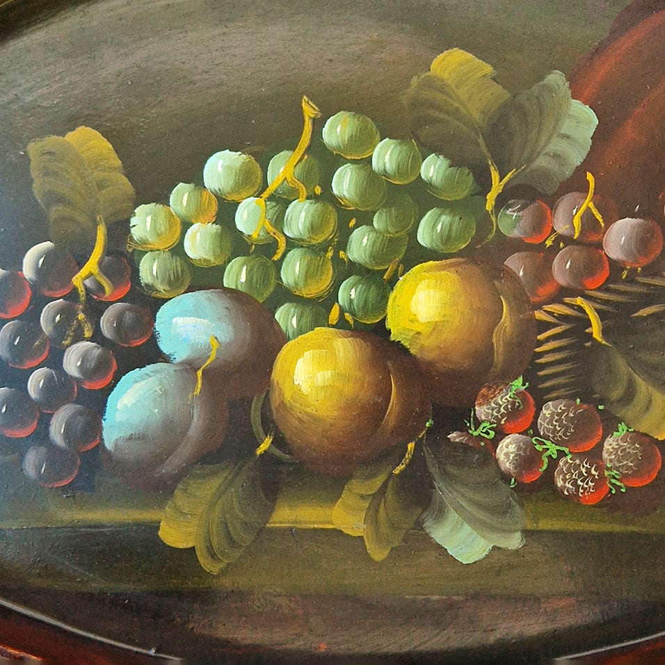 Vintage Italian oval tray with still life