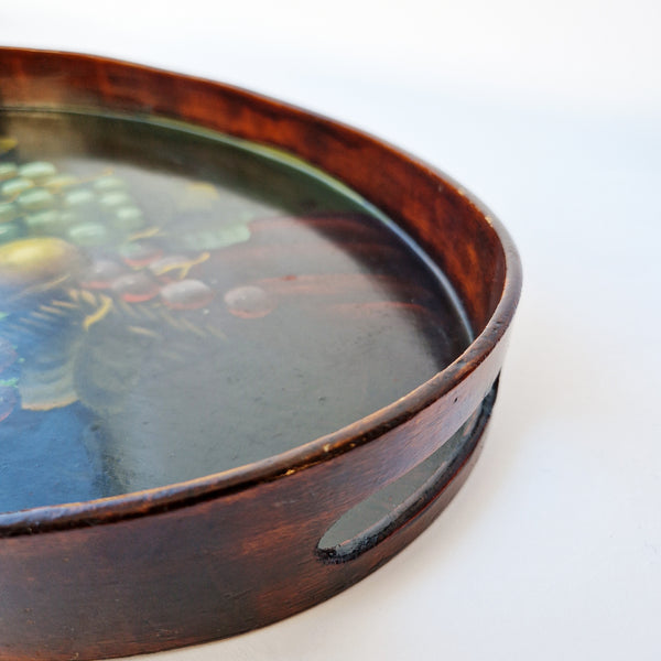 Vintage Italian oval tray with still life