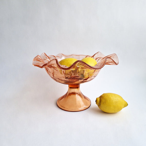 Vintage Italian glass footed fruit bowl