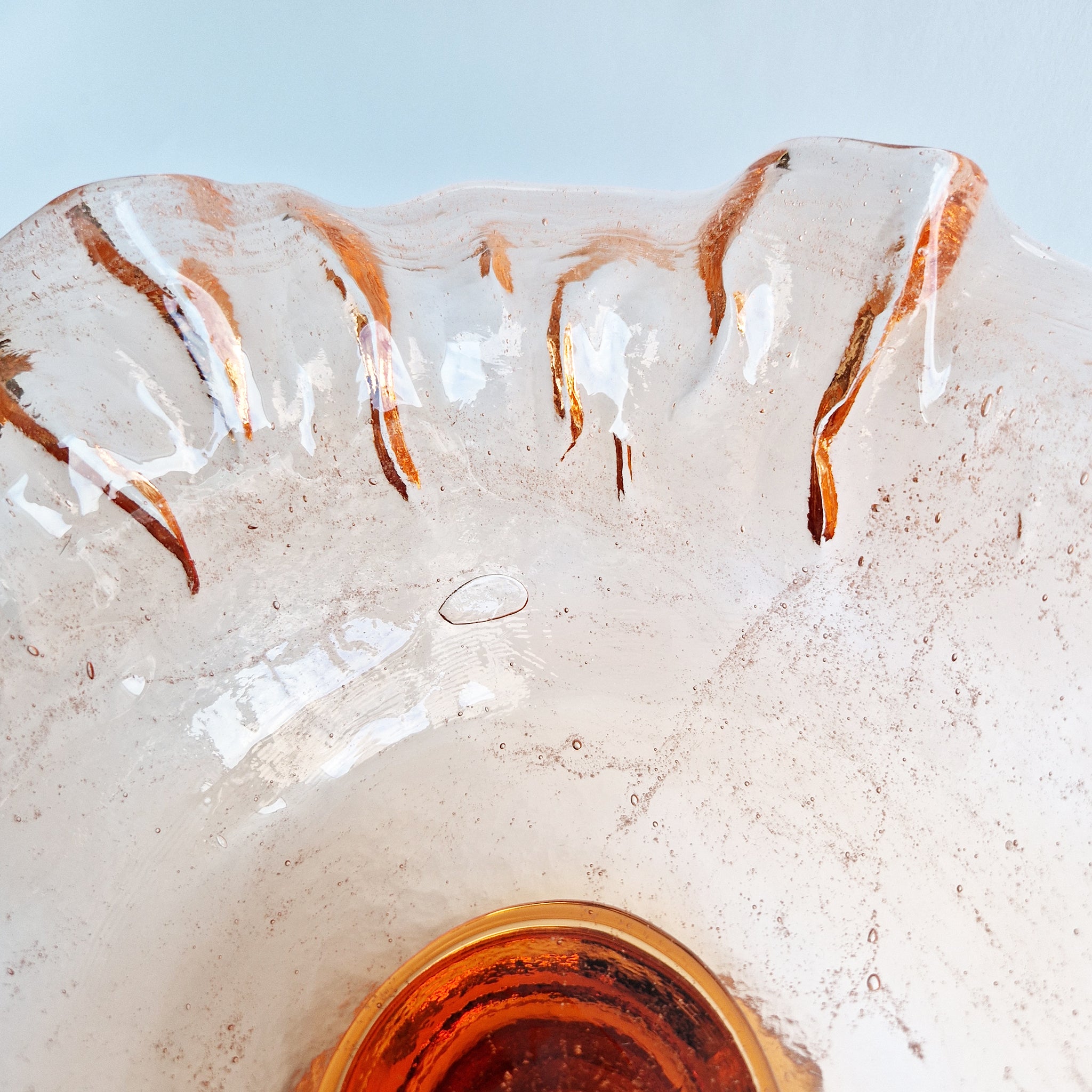 Vintage Italian glass footed fruit bowl