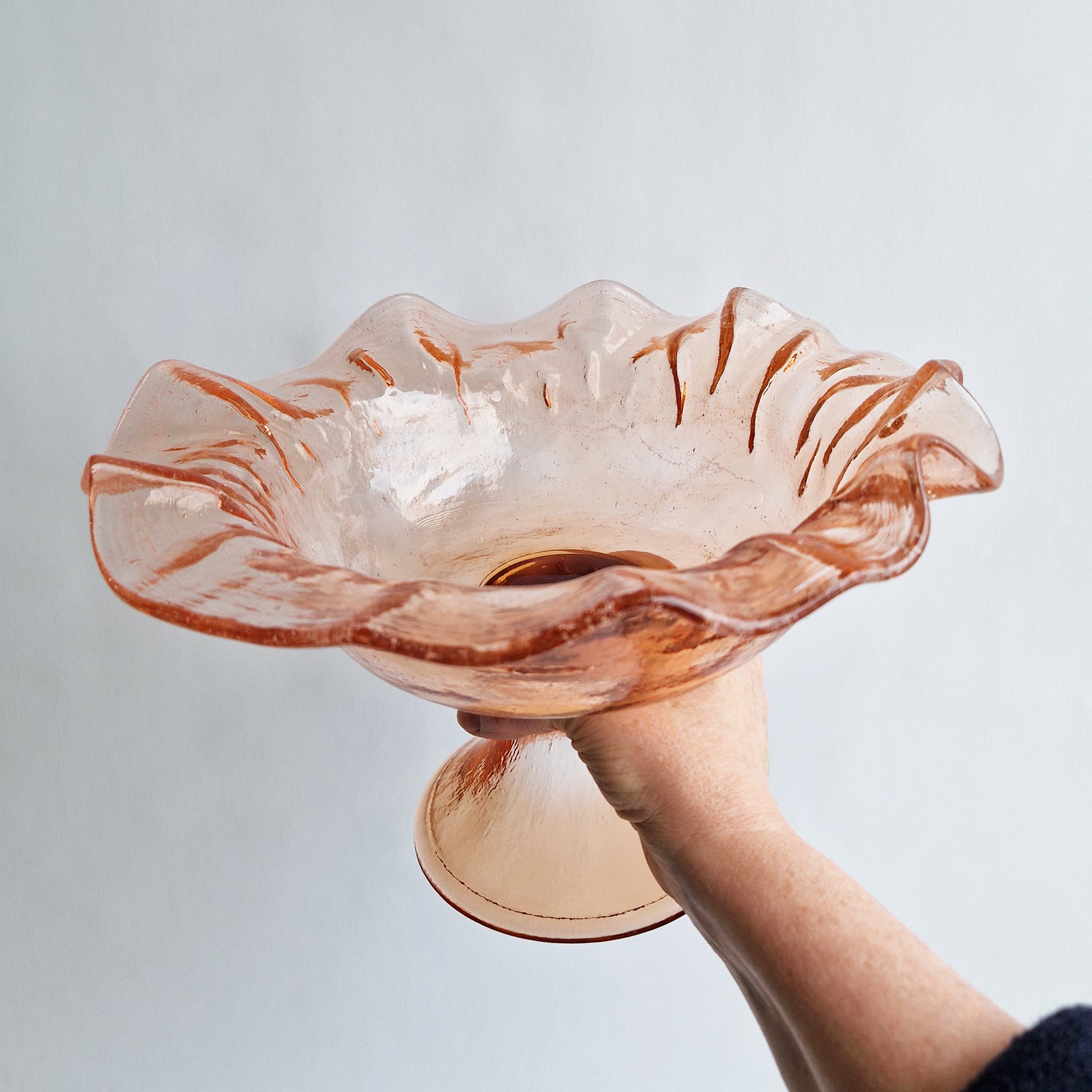 Vintage Italian glass footed fruit bowl