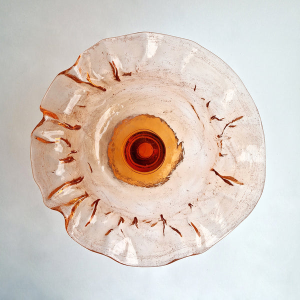 Vintage Italian glass footed fruit bowl