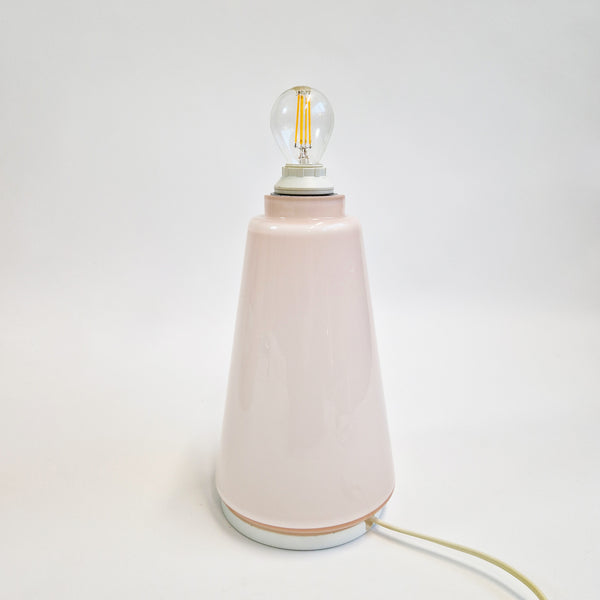 Vintage pink glass table lamp