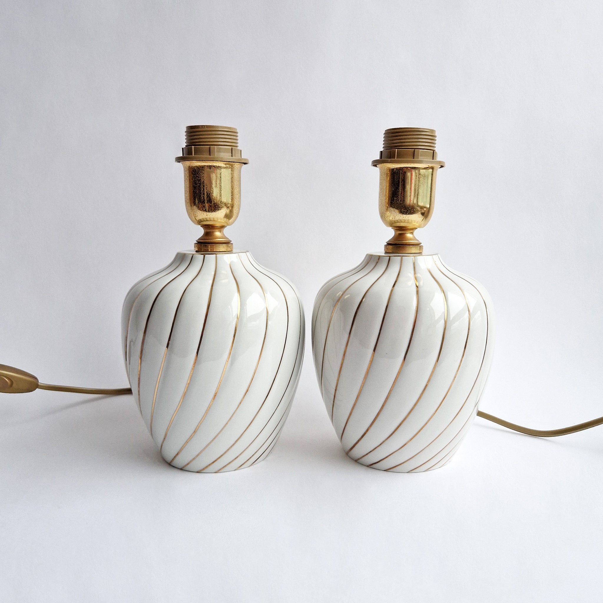 Vintage Italian porcelain table lamp pair