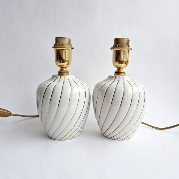 Vintage Italian porcelain table lamp pair