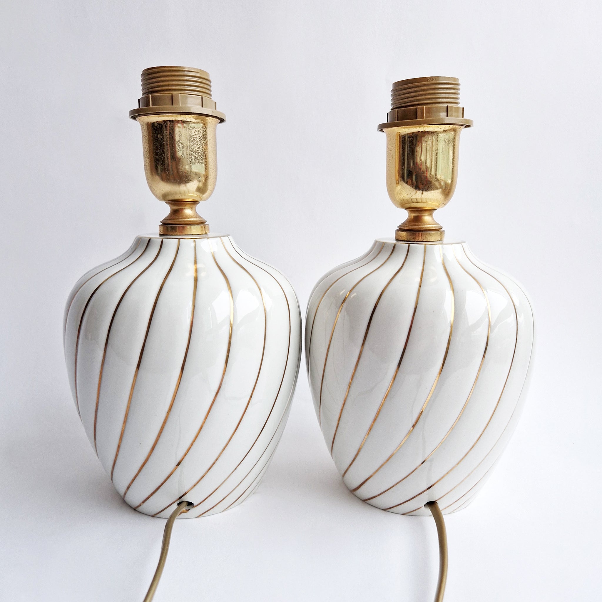 Vintage Italian porcelain table lamp pair