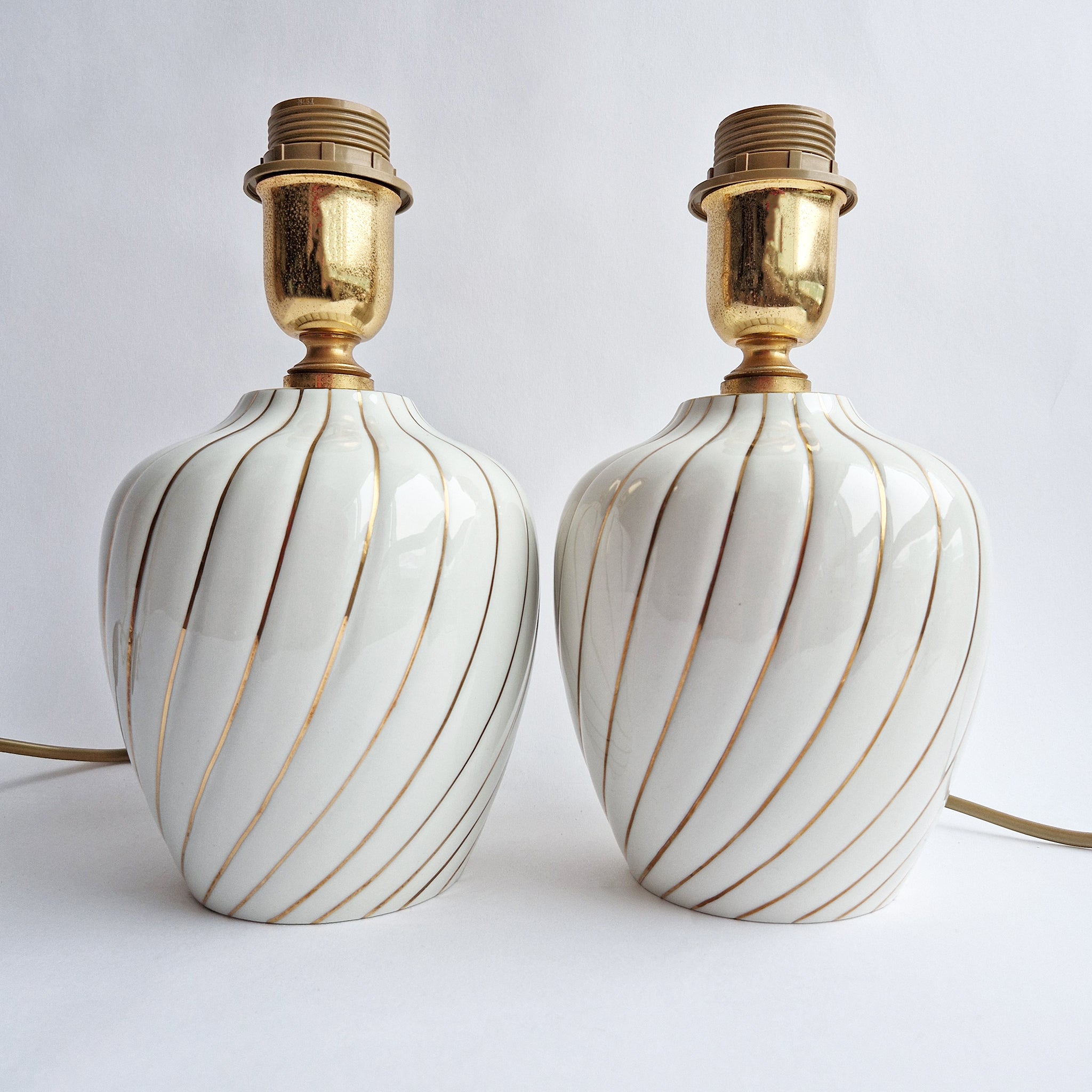 Vintage Italian porcelain table lamp pair