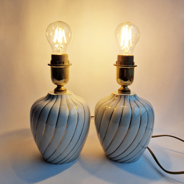 Vintage Italian porcelain table lamp pair