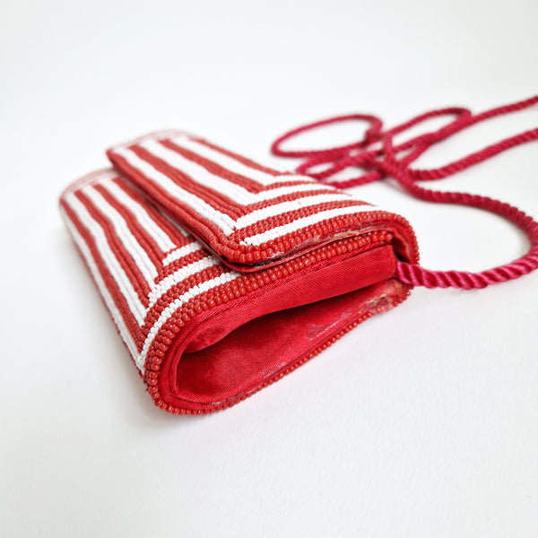 Vintage Italian red and white bead clutch