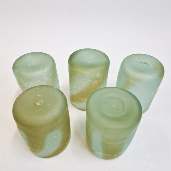 Vintage green swirl satin glasses (set of 5)