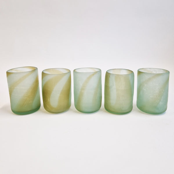 Vintage green swirl satin glasses (set of 5)