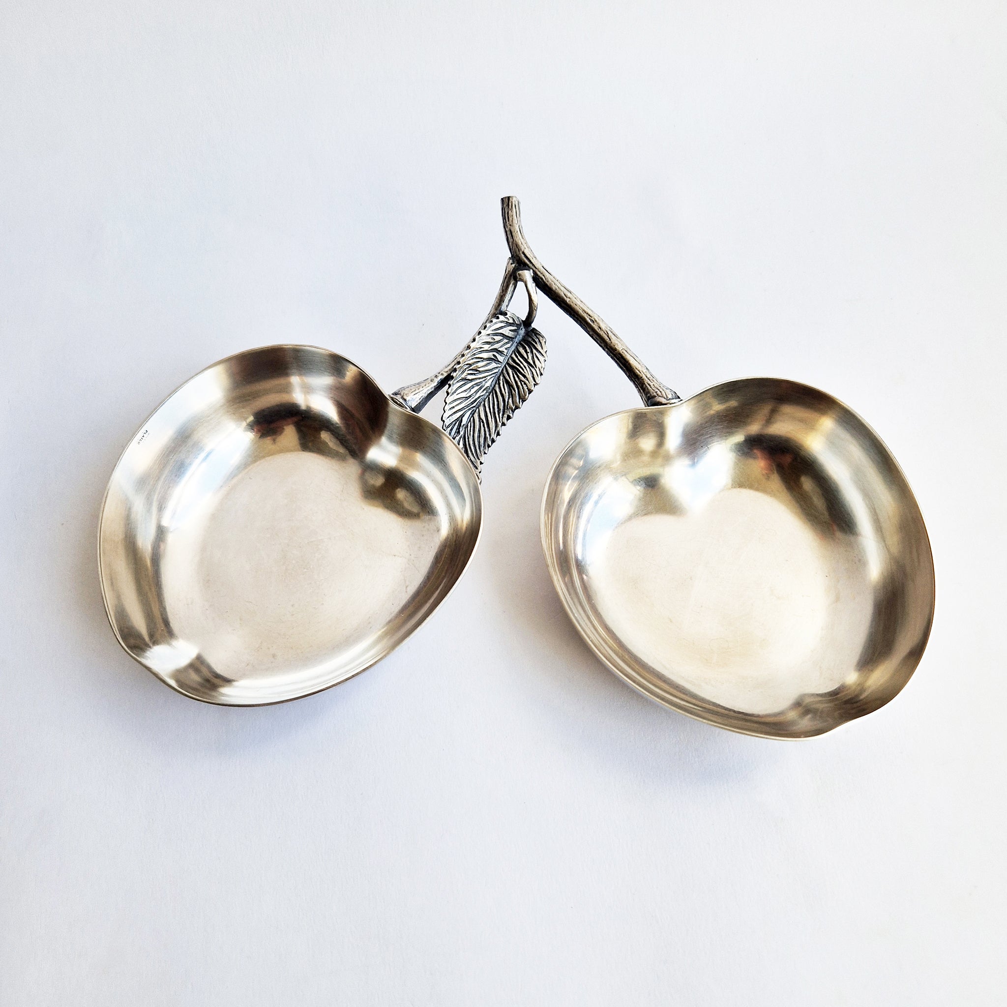 Vintage silver-plated cherry trinket bowls